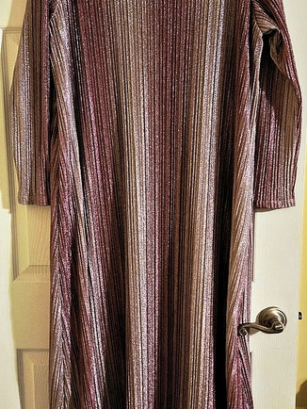DRAMA PLUS Size LUREX Stretchy Metallic Pleated Maxi Dress Size 3x